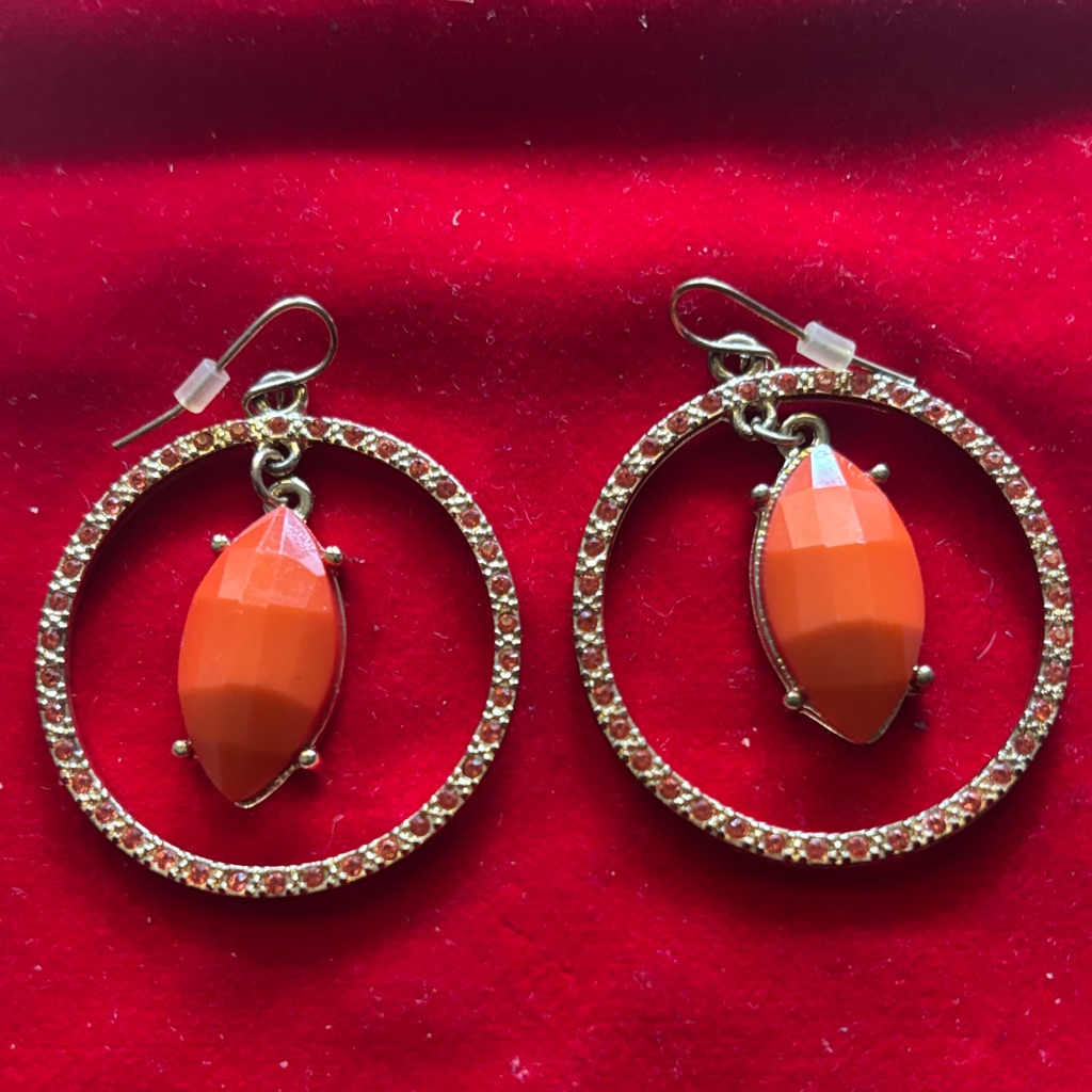 Chic Orange And Gold Hoop Earrings